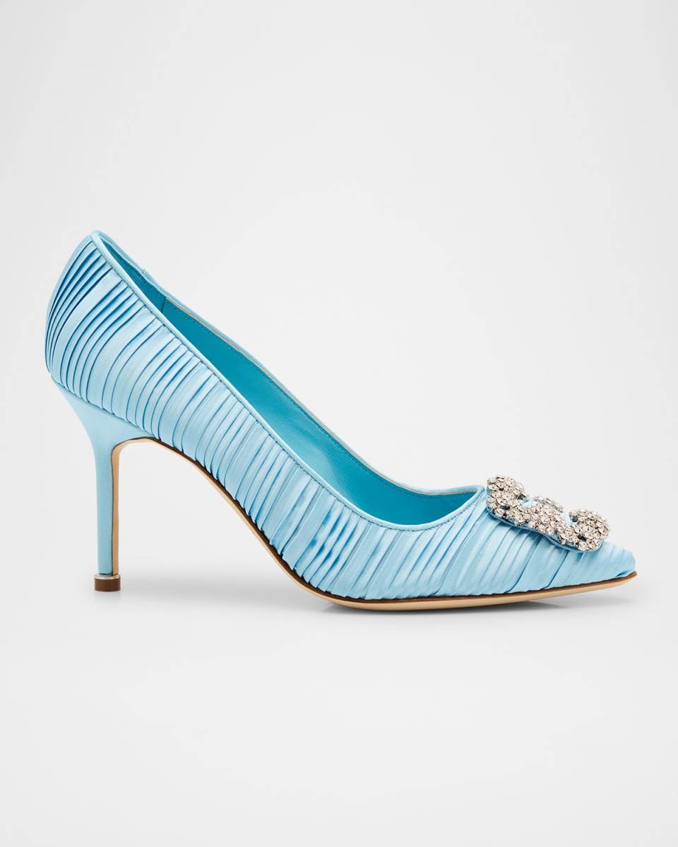 Hangisi Pleated Satin Buckle Pumps